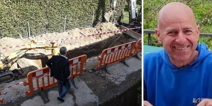 
	Il cantiere stradale e la vittima Luca Giannecchini (foto Tirreno)

