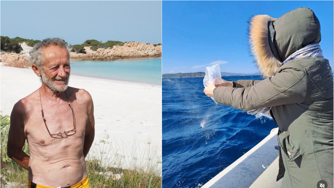 Le ceneri dell’ex guardiano di Budelli disperse nel mare davanti alla Spiaggia Rosa