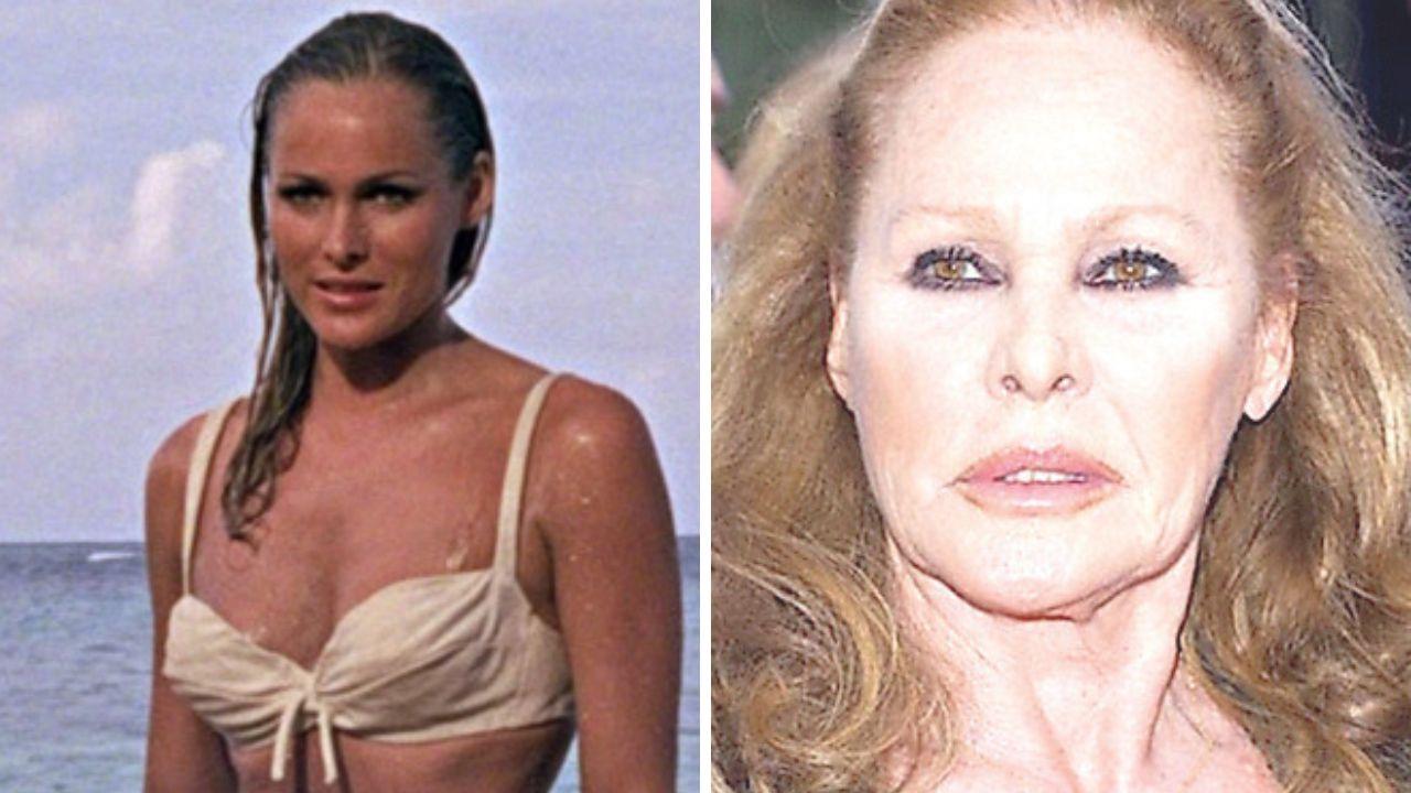 A sx Ursula Andress nel 1962, a dx in uno scatto più recente