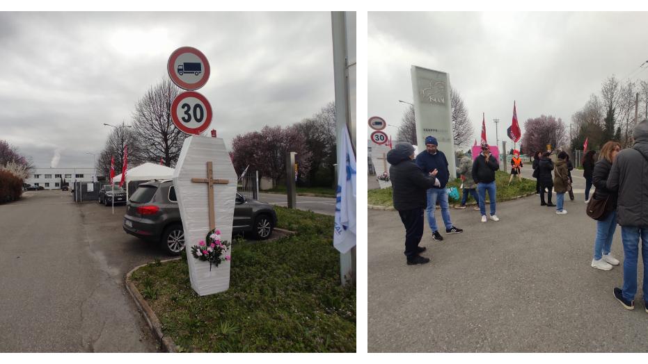 Il funerale davanti alla ceramica