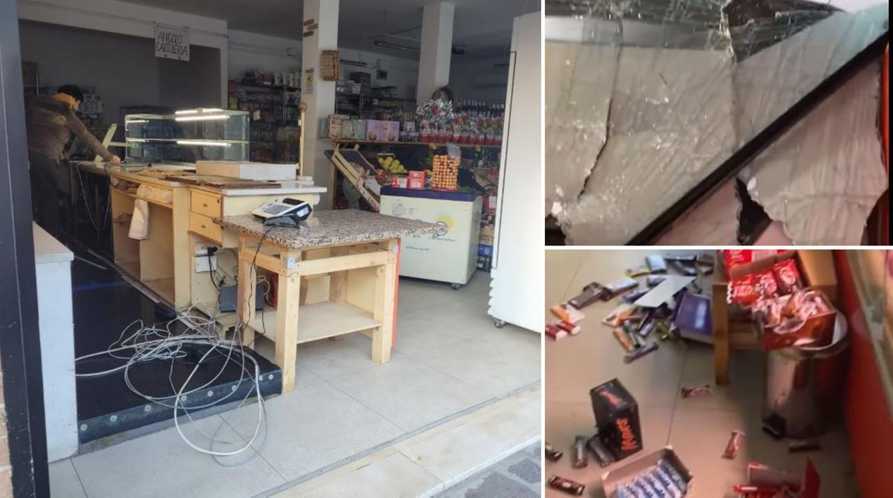 
	Il minimarket di Corlo dopo il furto

