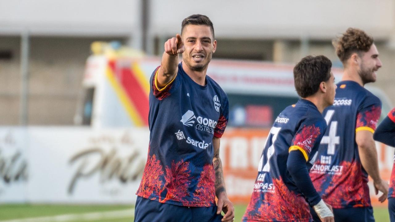 L'esultanza di <strong>Diego Barboza </strong>dell'Alghero