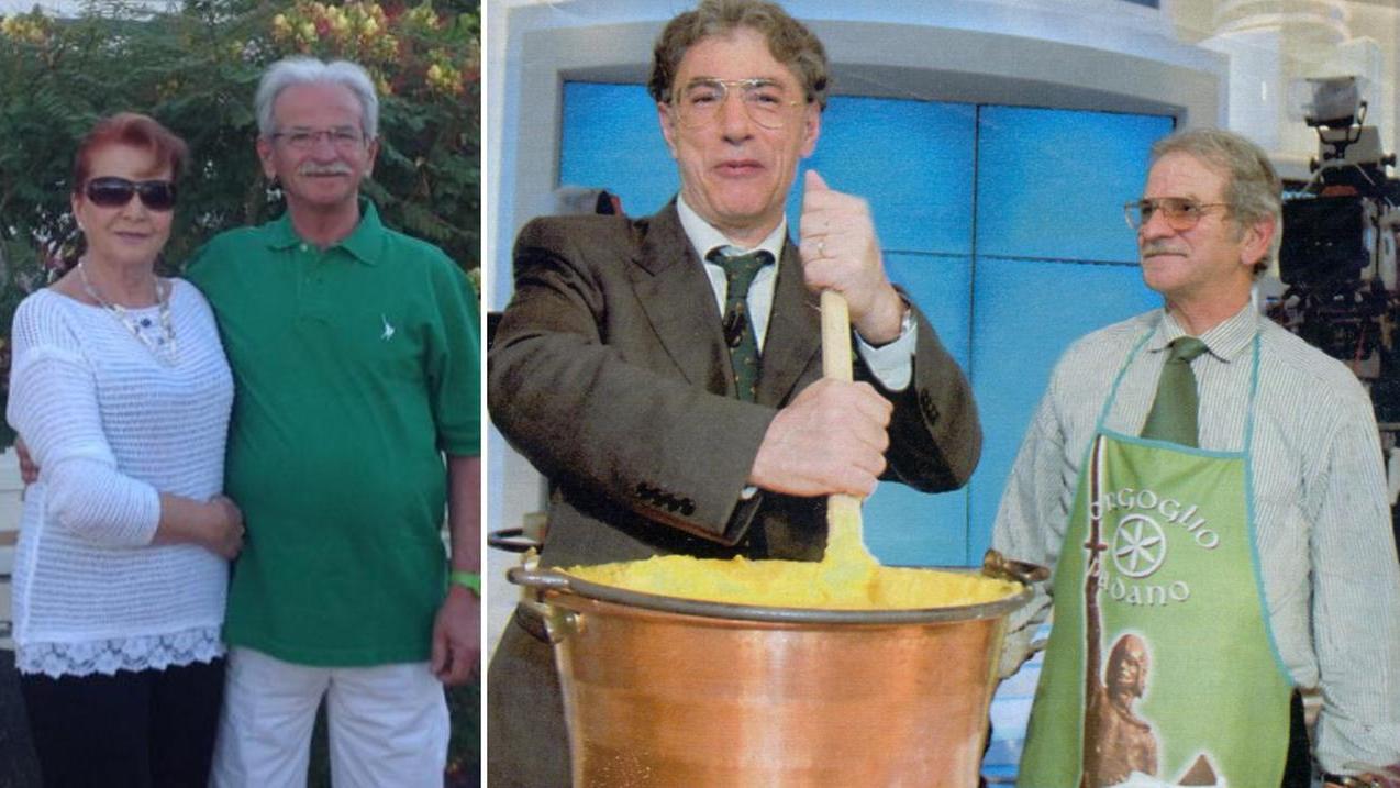 Mauro Manfredini con la moglie Rita e Umberto Bossi