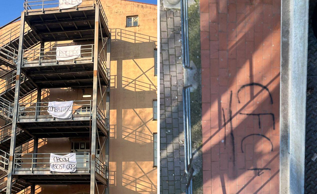 Livorno, blitz fascista nella notte al Cecioni: striscioni sulle scale esterne