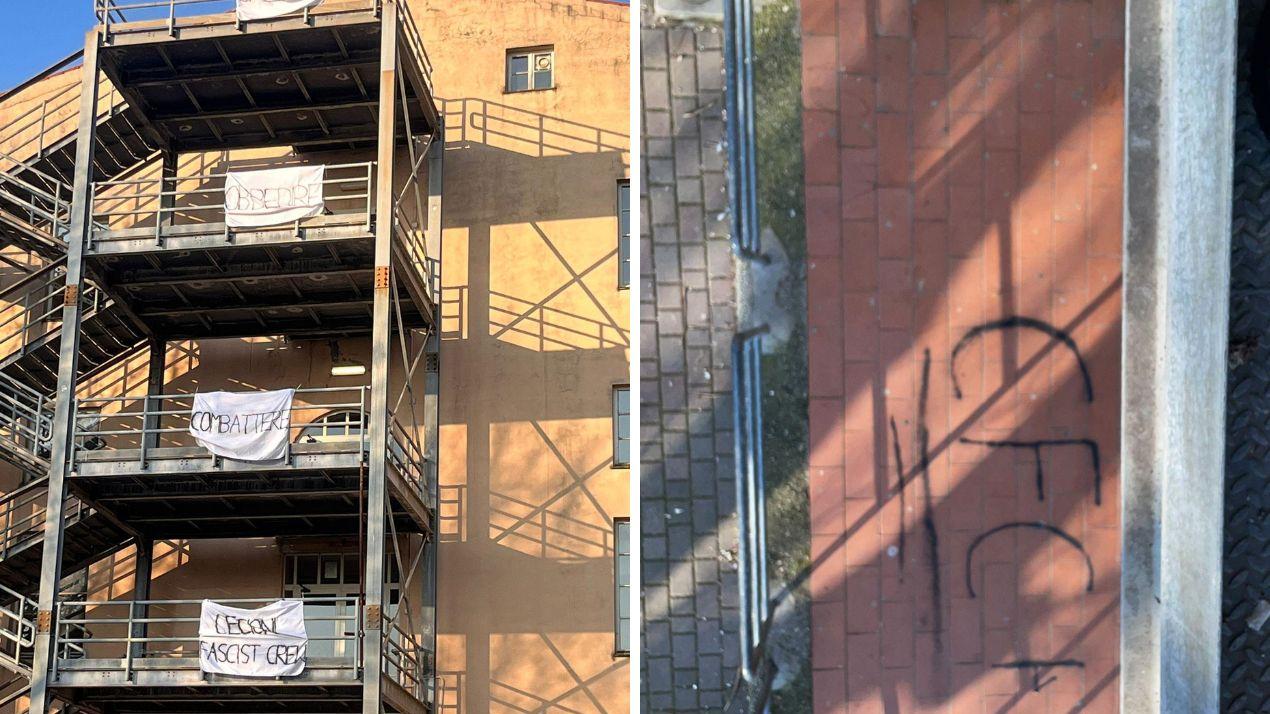 Livorno, blitz fascista nella notte al Cecioni: striscioni sulle scale esterne