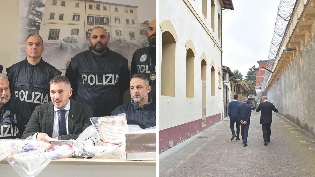 
	Al centro nella foto a sx&nbsp;il dirigente del commissariato di Montecatini Andrea Natale, a dx&nbsp;il carcere di Pistoia (foto Nucci)

