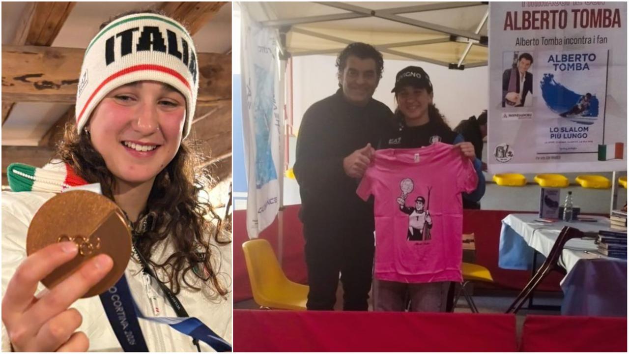 Flora Tabanelli torna in Appennino: foto, autografi e scherzi con Alberto Tomba