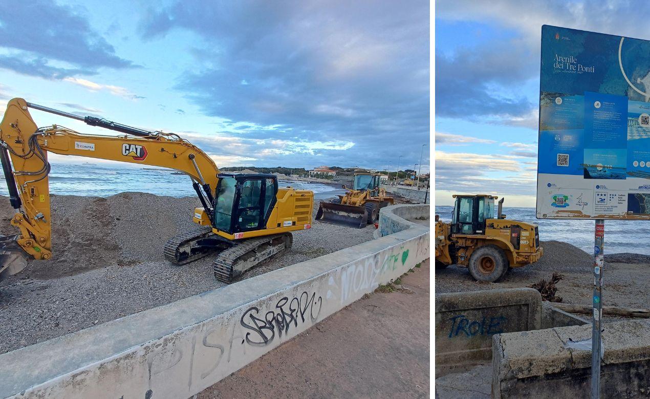 Livorno, via le alghe dalla spiaggia dei Tre Ponti