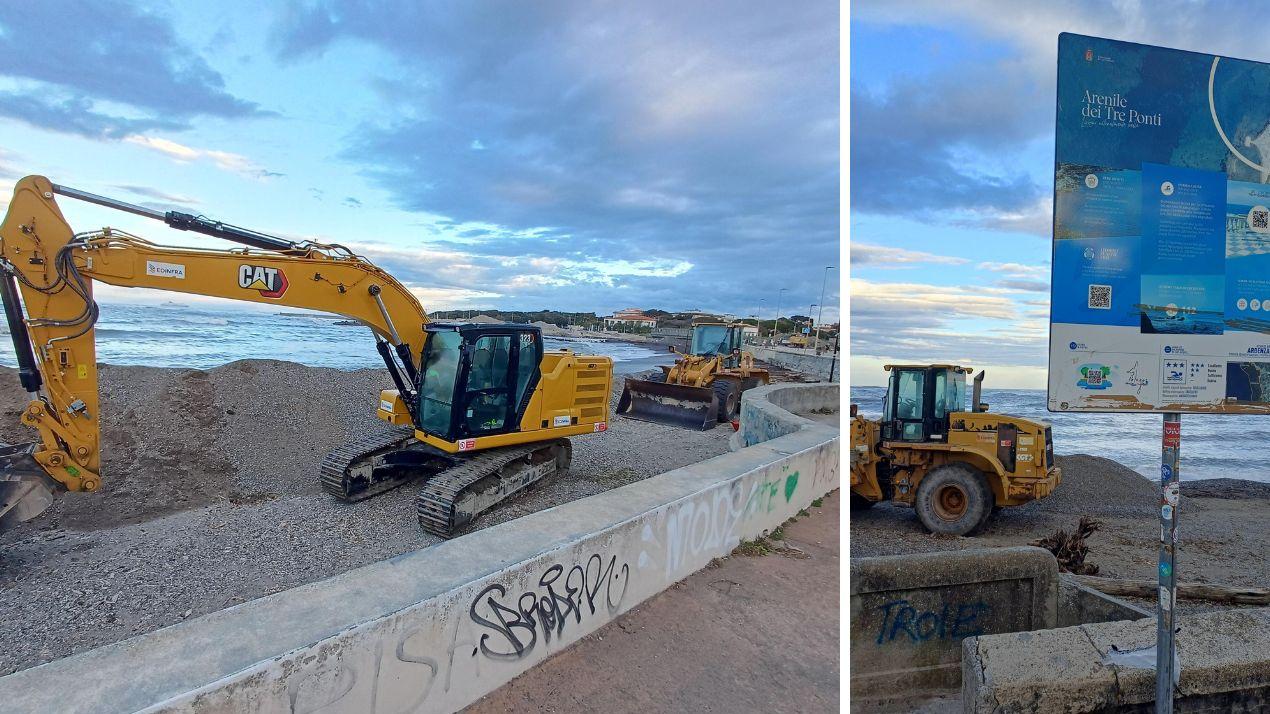 Livorno, via le alghe dalla spiaggia dei Tre Ponti