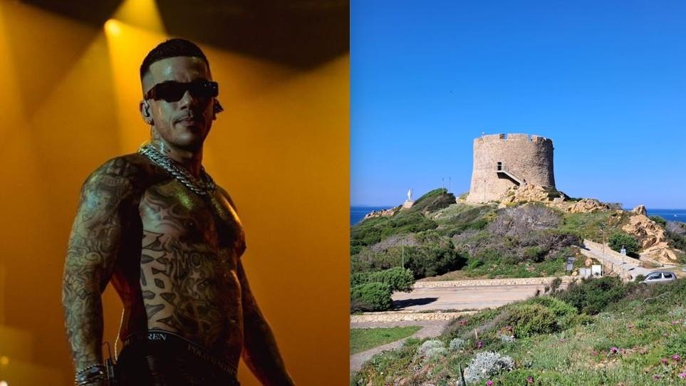 Il rapper Sfera Ebbasta e la torre spagnola