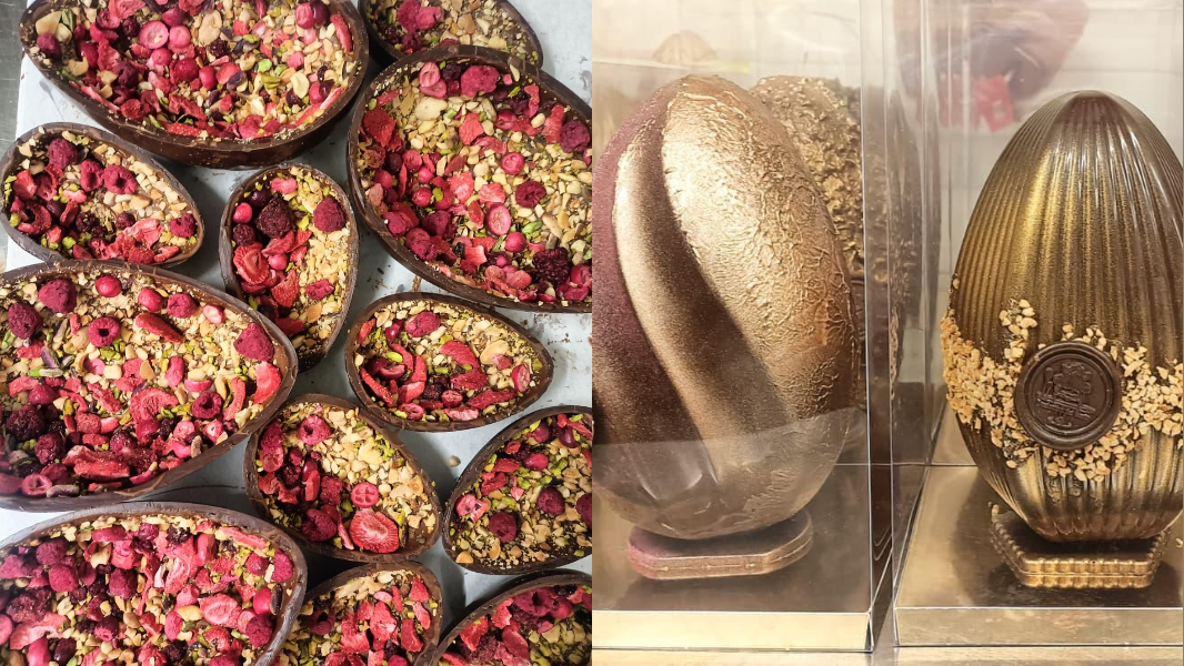Le uova di Pasqua vegane sul bancone della pasticceria di Sabrina Ruiu