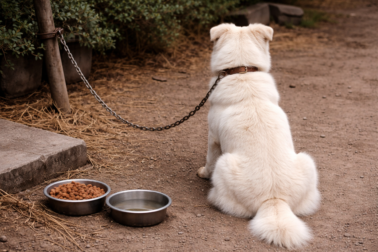 Cane legato con una catena corta: multa salata per la proprietaria