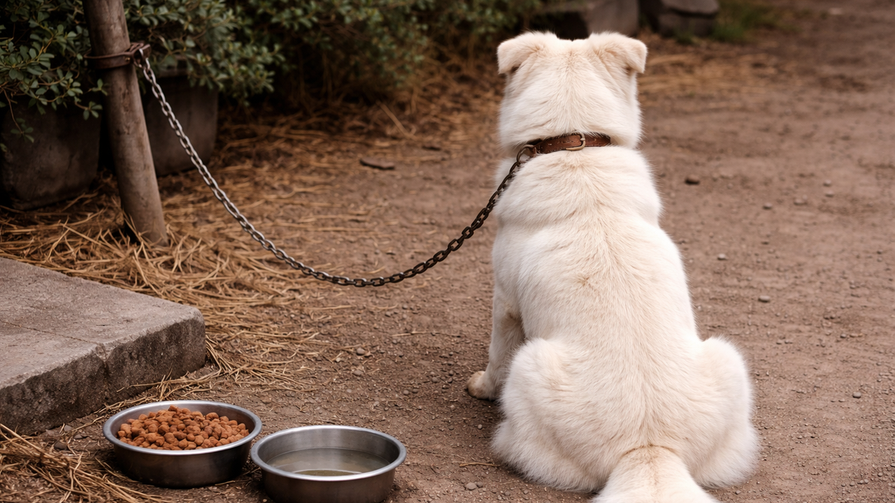 Cane legato con una catena corta: multa salata per la proprietaria