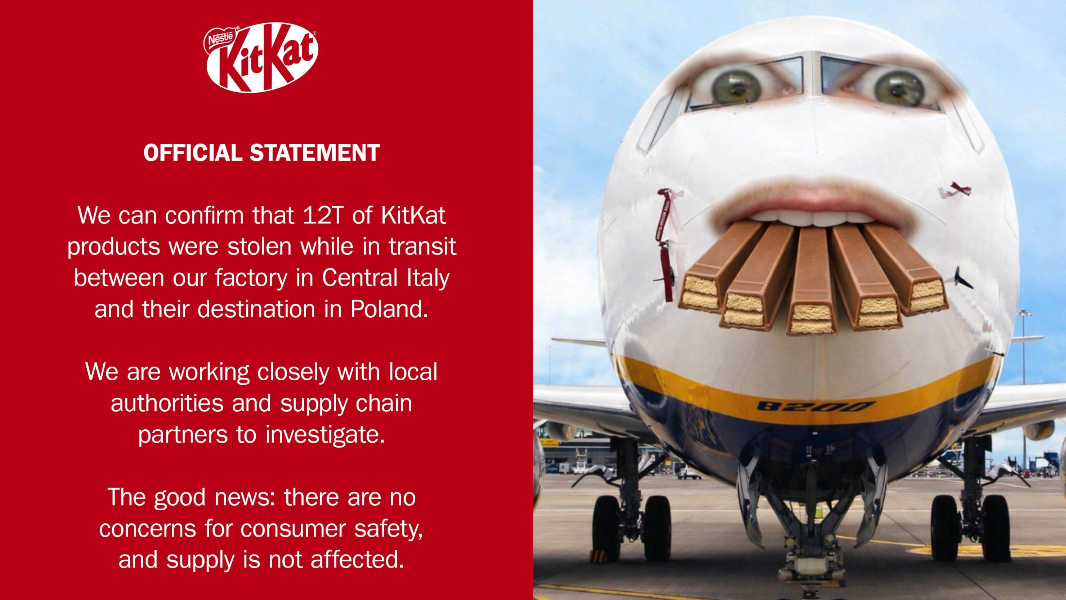 Rubate 12 tonnellate di KitKat, il furto si trasforma in un caso social tra ironia e post virali
