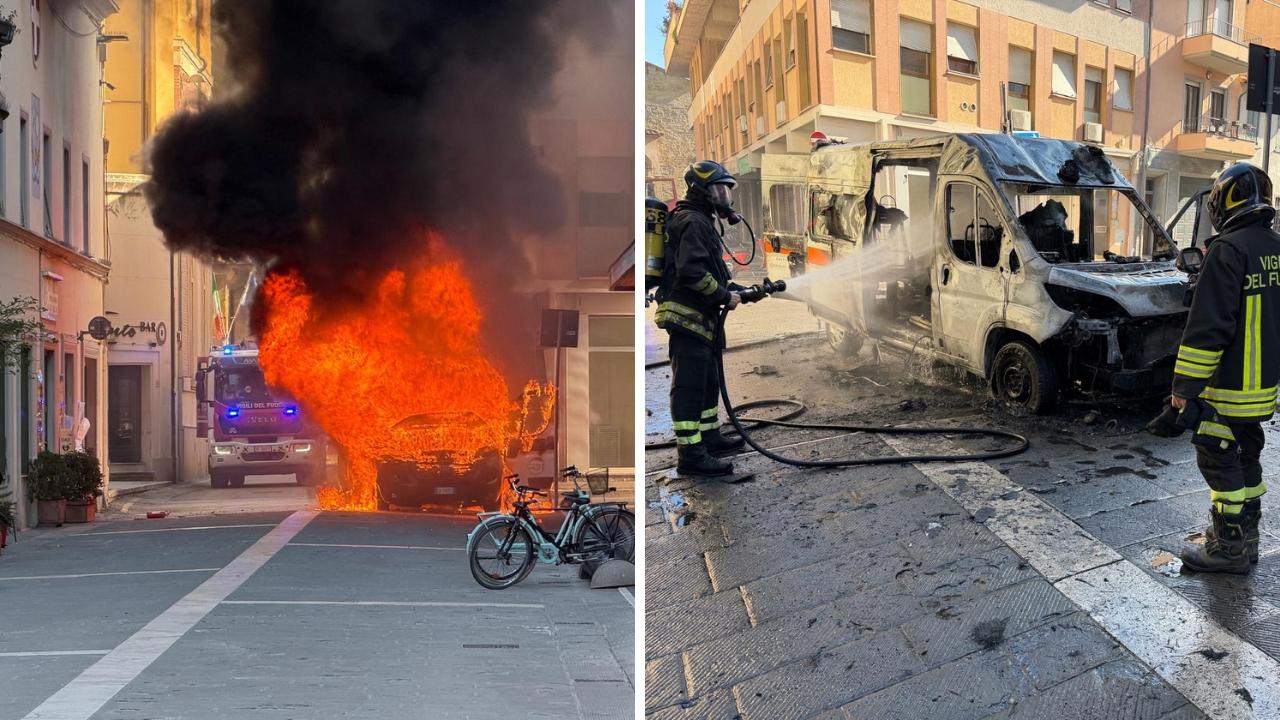 L'ambulanza in fiamme
