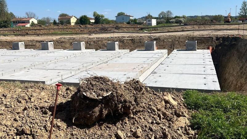 Il cantiere per la realizzazione del nuovo supermercato Lidl in zona Samo a Fucecchio 