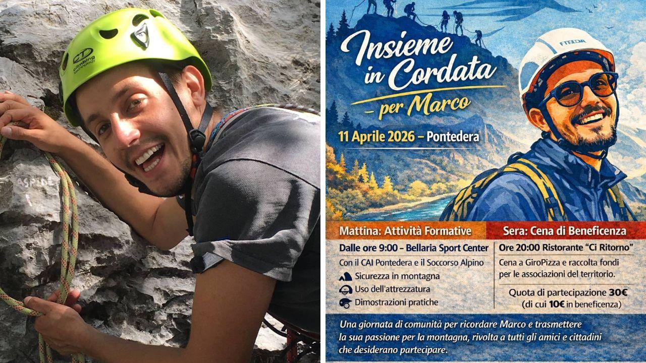 Marco Stagi e la locandina dell'evento