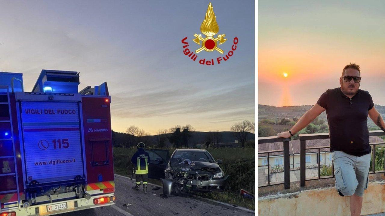 
	Il 47enne (foto da Facebook) e l'intervento dei vigili del fuoco

