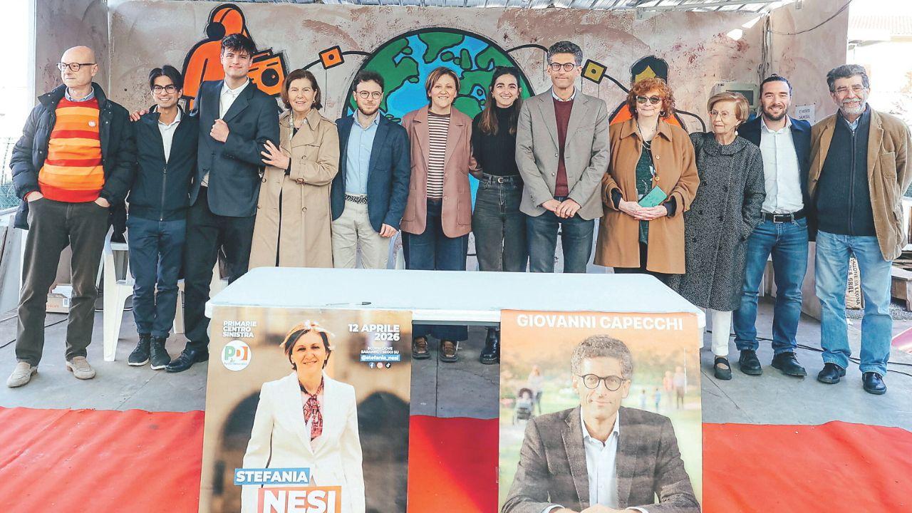 I rappresentanti del campo largo con Nesi e Capecchi (foto Nucci)