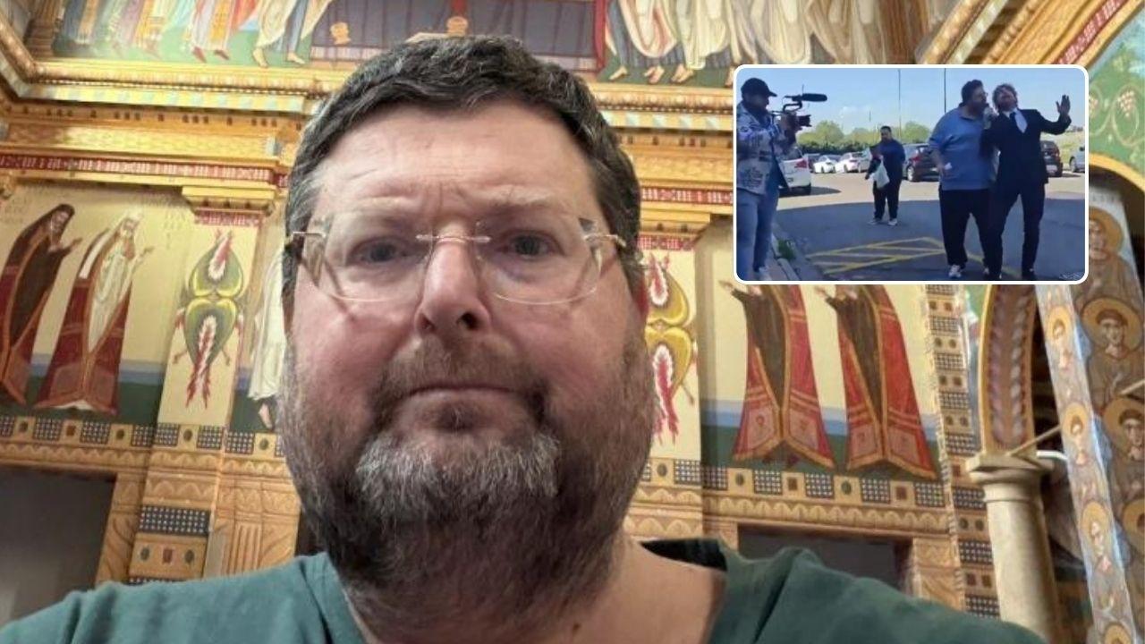 Mario Adinolfi, nella foto in alto a destra il momento della tirata di capelli all'inviato delle Iene