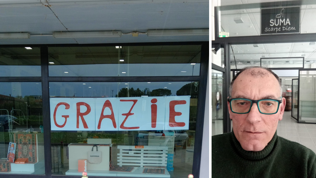 
	La vetrina del negozio e il proprietario Giacomo Susini

