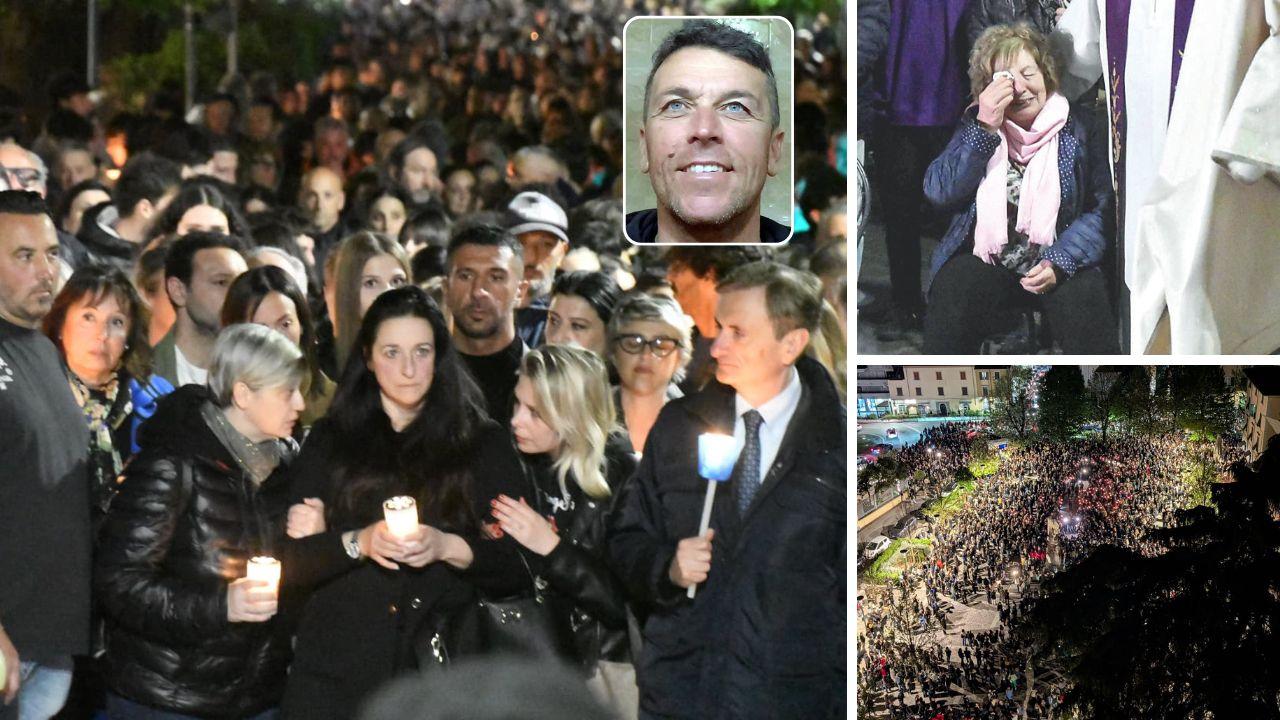 La compagna in prima fila, la madre in piazza (foto Cuffaro), un'immagine del corteo dall'alto e Bongiorni