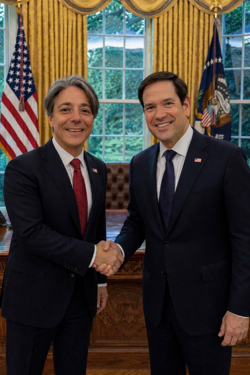 
	Lorenzo Maria Marchi col Segretario di Stato Usa&nbsp;Marco Rubio

