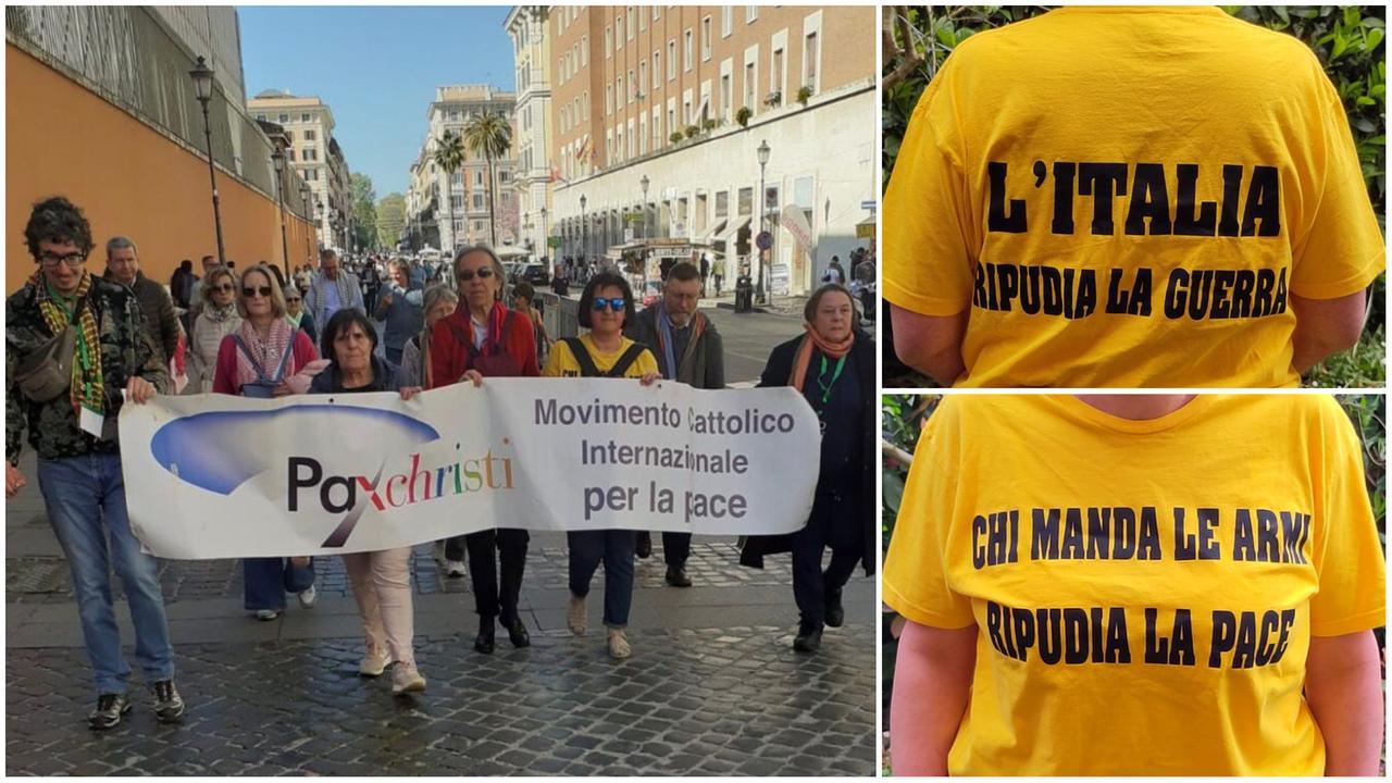 Lo striscione di Pax Christi e la maglietta sequestrati
