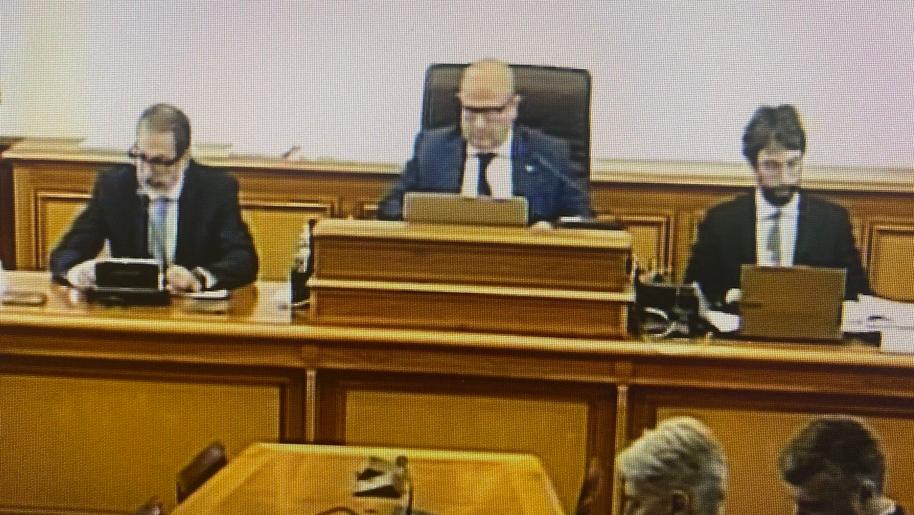 Giancarlo Dionisi (il primo a sinistra) durante l’audizione