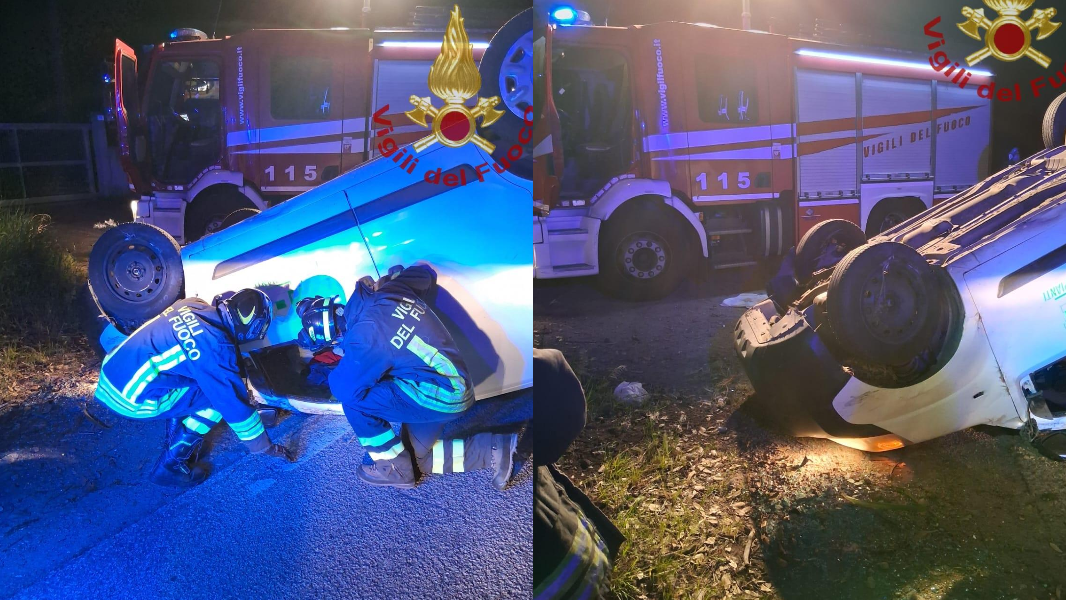 Furgone si schianta contro un muretto e si ribalta, ferito il conducente: paura per la presenza della bombola gpl