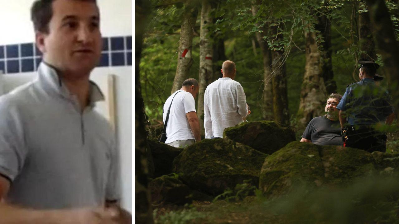 Emiliano Milza e i carabinieri sul luogo del ritrovamento del corpo della donna