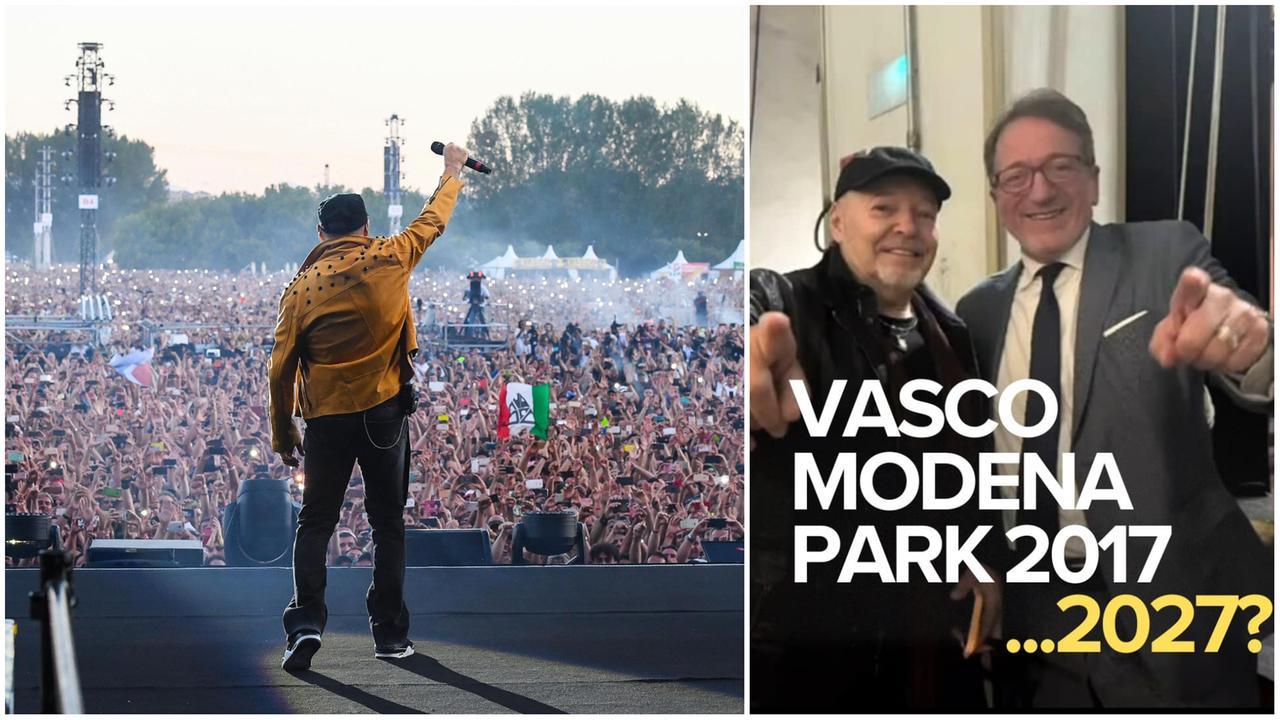
	Vasco sul palco del Modena Park e con Muzzarelli

