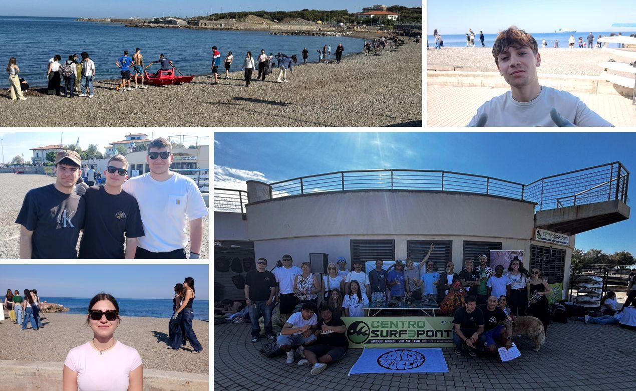 Livorno, materiali edili e copertoni in spiaggia: maxi pulizia degli studenti dell'Iti