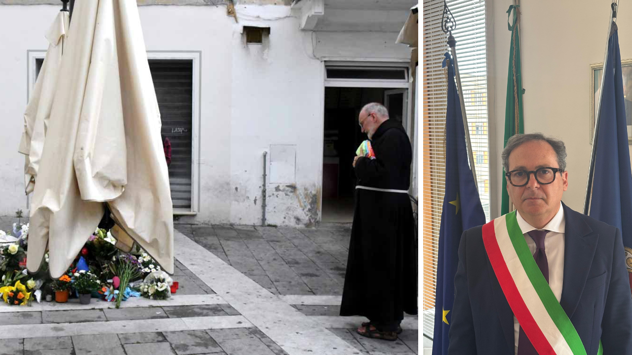 Il luogo dell'omicidio e il sindaco Francesco Persiani