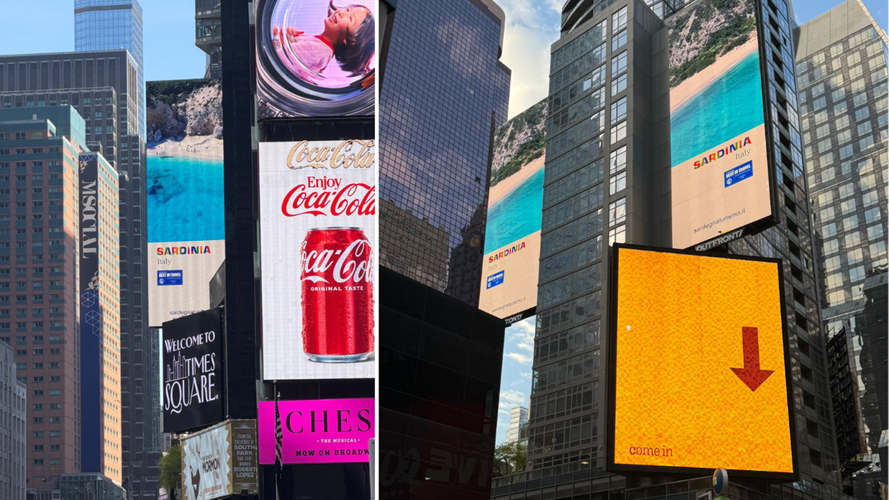 Turismo, missione istituzionale di Cuccureddu in Usa: la Sardegna raccontata sui ledwall di Times Square
