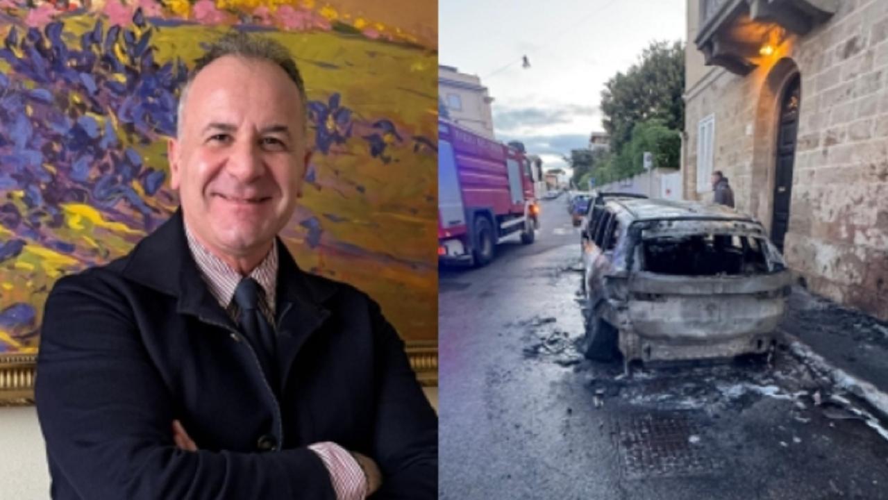 A sinistra l'avvocato Stefano Scalise, a destro le conseguenze dell'incendio