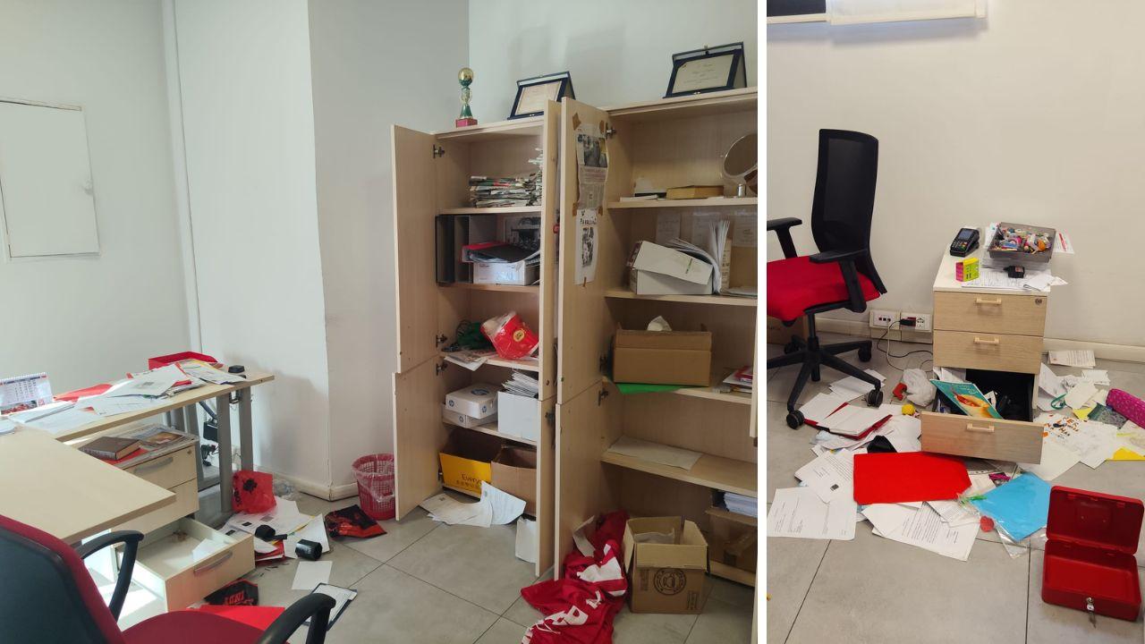 La devastazione nella sede della Cgil 