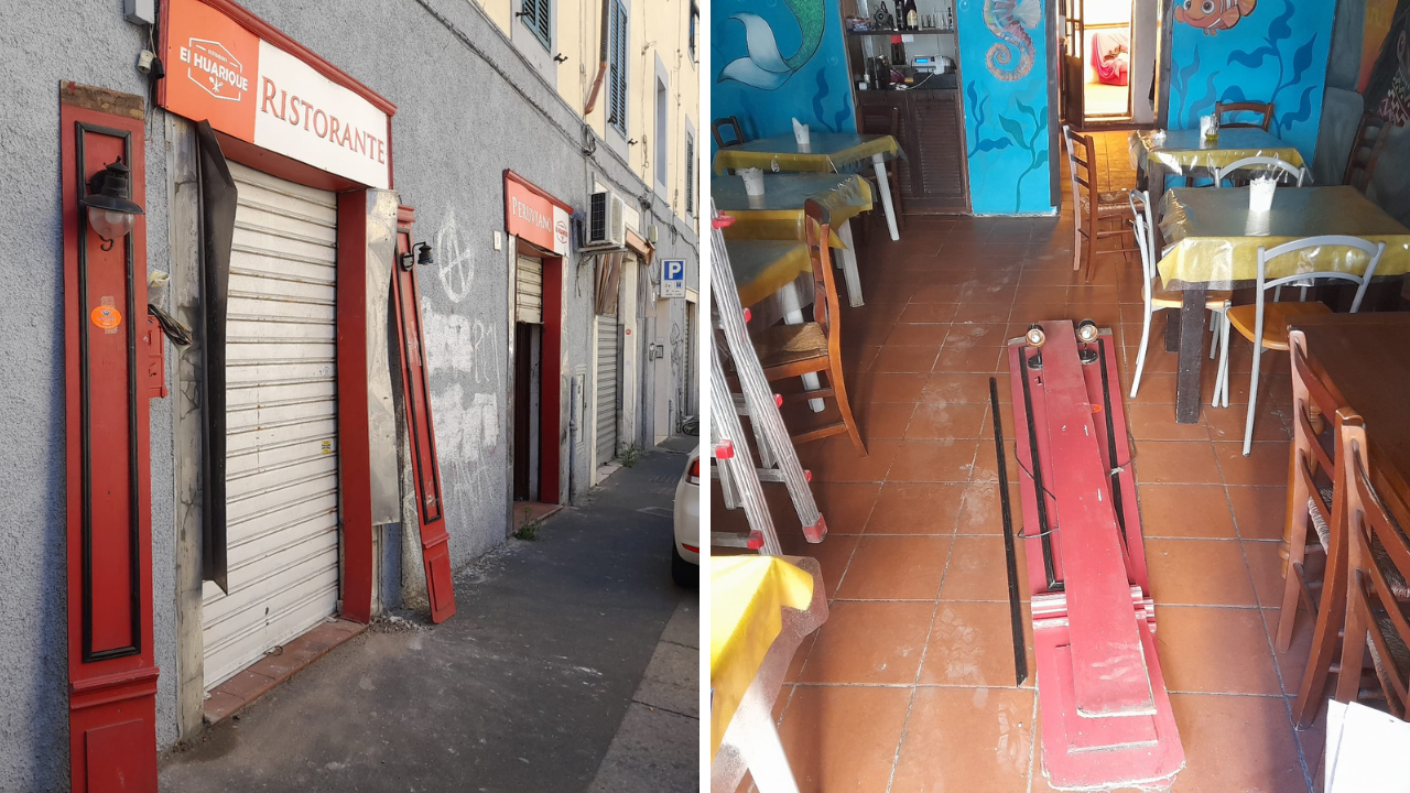 I danni subiti dal locale
