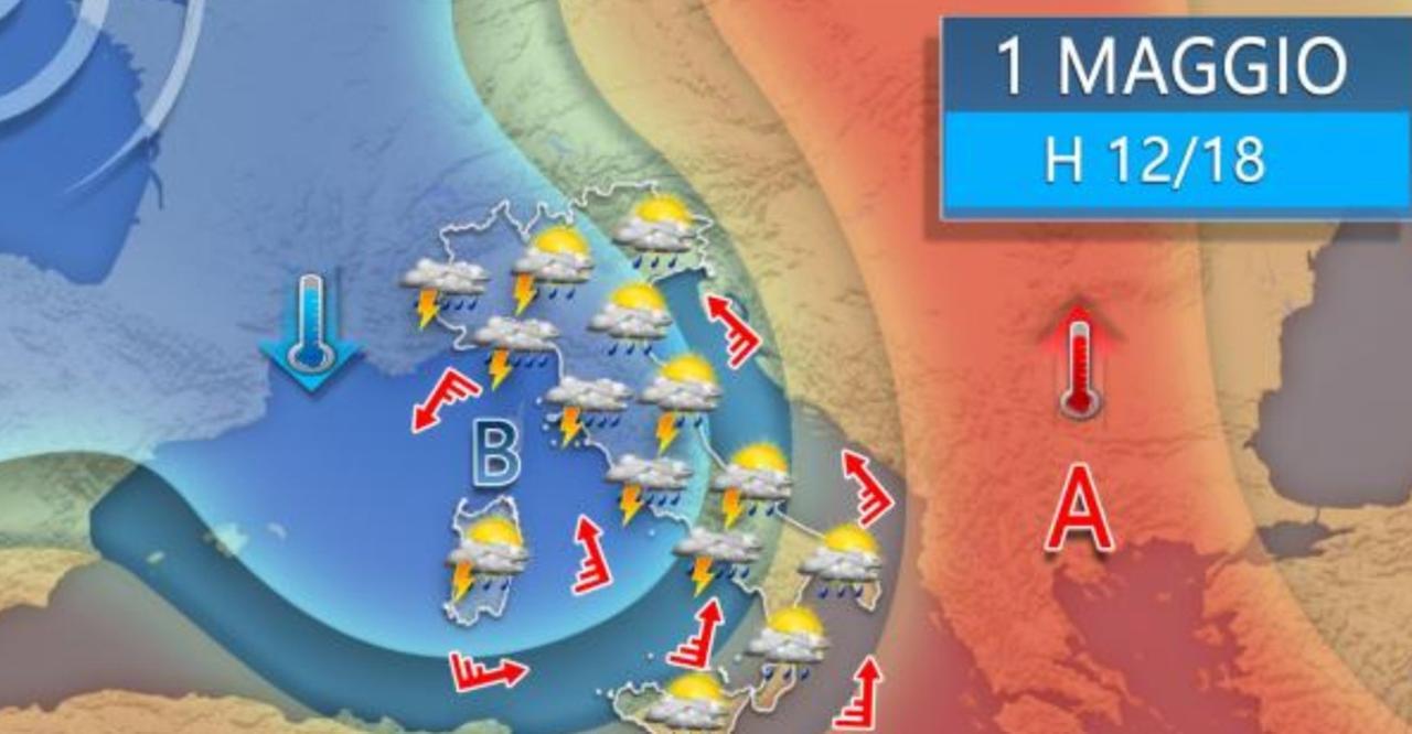 Meteo, allerta maltempo per pioggia e grandine: 1° maggio con temperature in calo e raffiche di vento in Sardegna