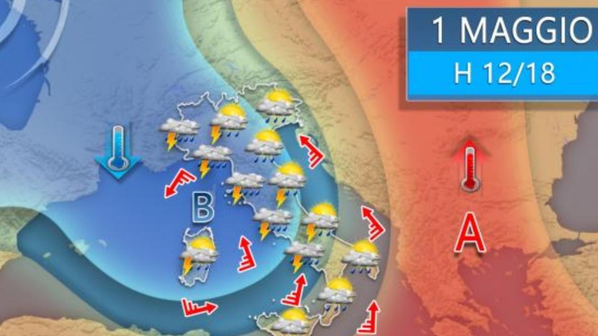 Meteo, allerta maltempo per pioggia e grandine: 1° maggio con temperature in calo e raffiche di vento in Sardegna