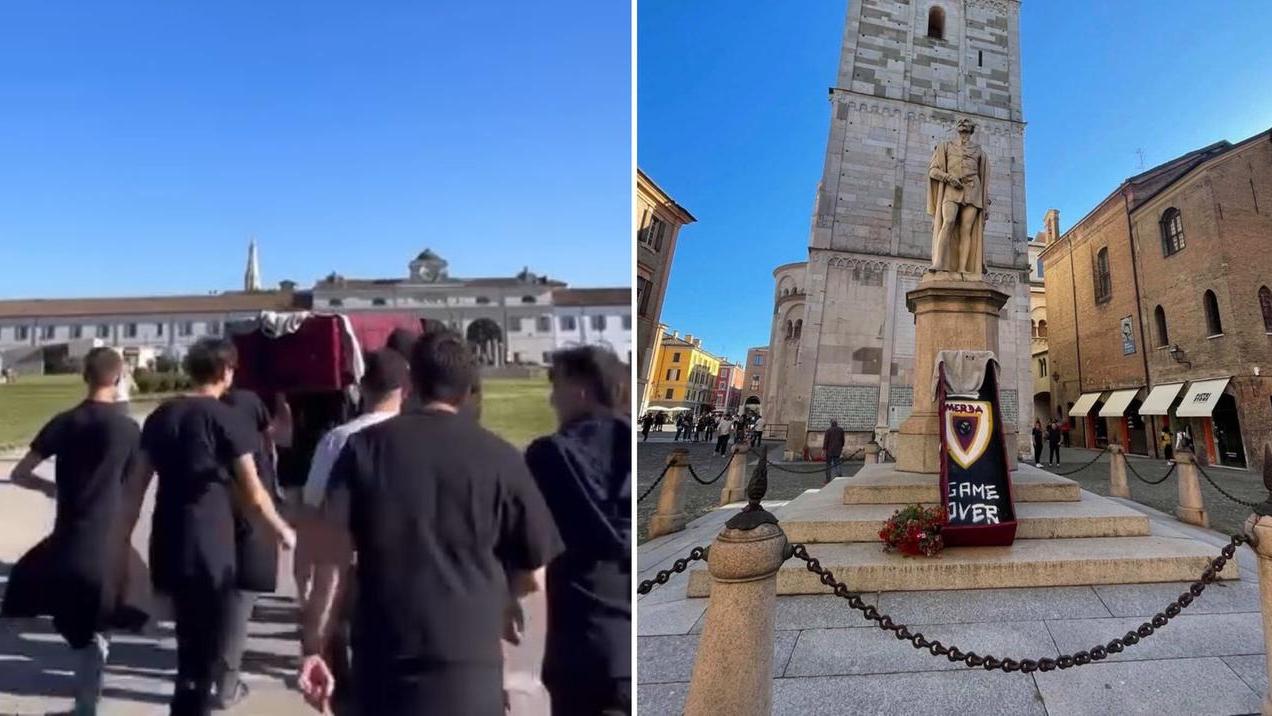 Il funerale della Reggiana dal Braglia fino alla statua del Tassoni
