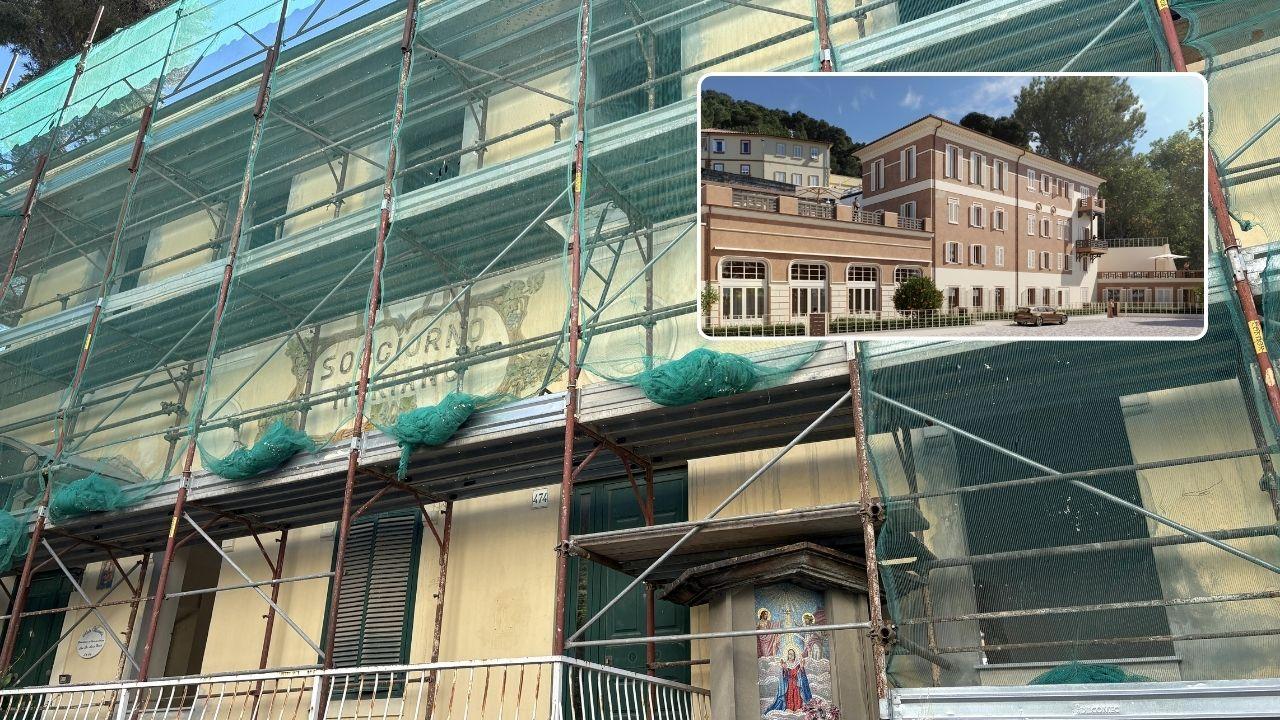 
	Nella foto grande i lavori in corso al "soggiorno mariano", in alto a dx&nbsp;un elaborato realizzato&nbsp;dallo studio Strutturaleggera Lab ArchiViz di Valerio Palandri che mostra come diventer&agrave;

