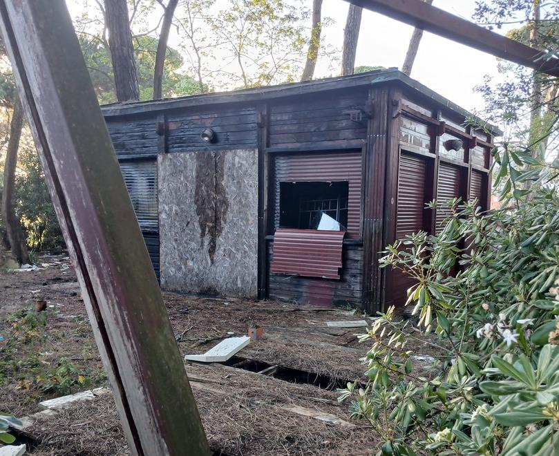 
	Il chiosco (chiuso) bruciato&nbsp;nella pineta di Levante

