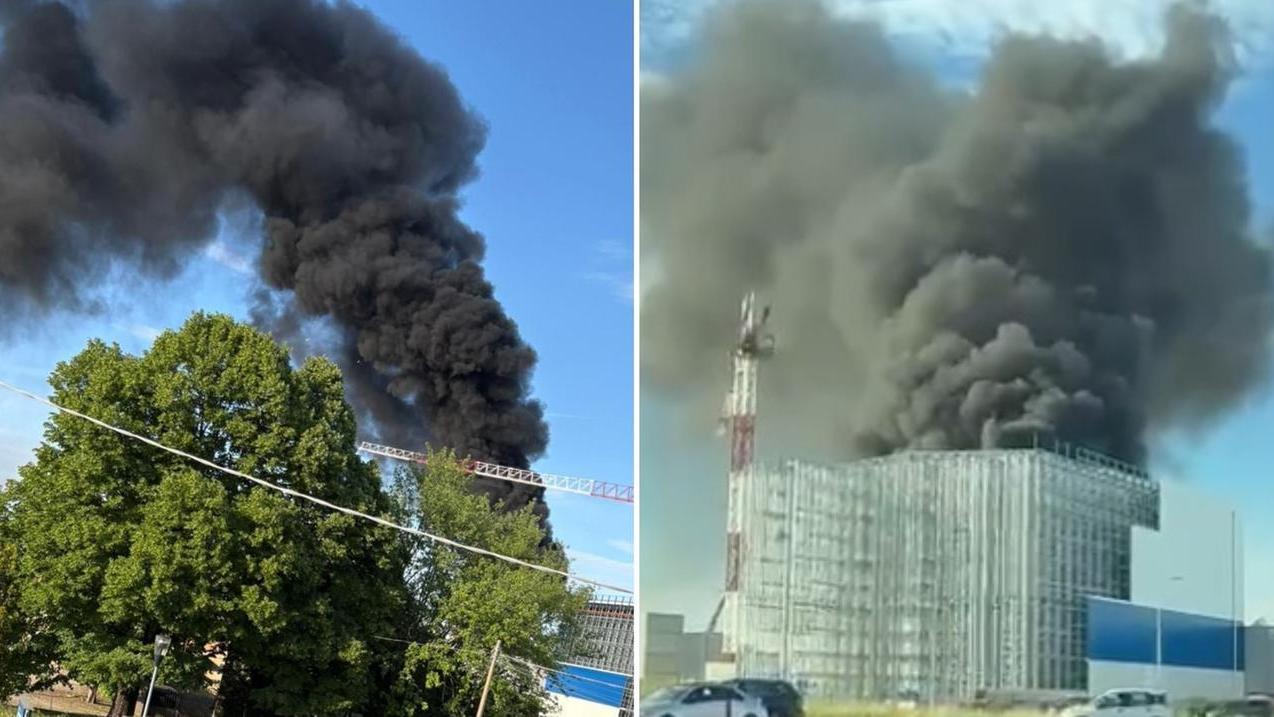 L'incendio a Sant'Agata Bolognese (foto Facebook Filctem Cgil Bologna)