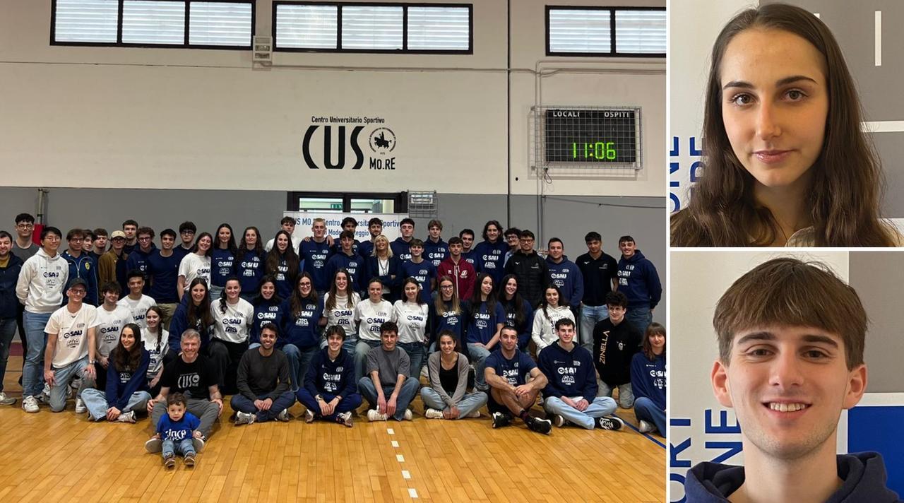 
	Gli studenti atleti di Unimore al Cus. A destra Greta Guaita e Massimo Schiavoni

