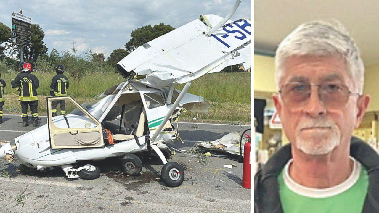 Aereo da turismo precipitato in strada a Cecina, il racconto: «Un miracolo, è passato a tre metri dal tetto e ha colpito l’olivo di casa mia»