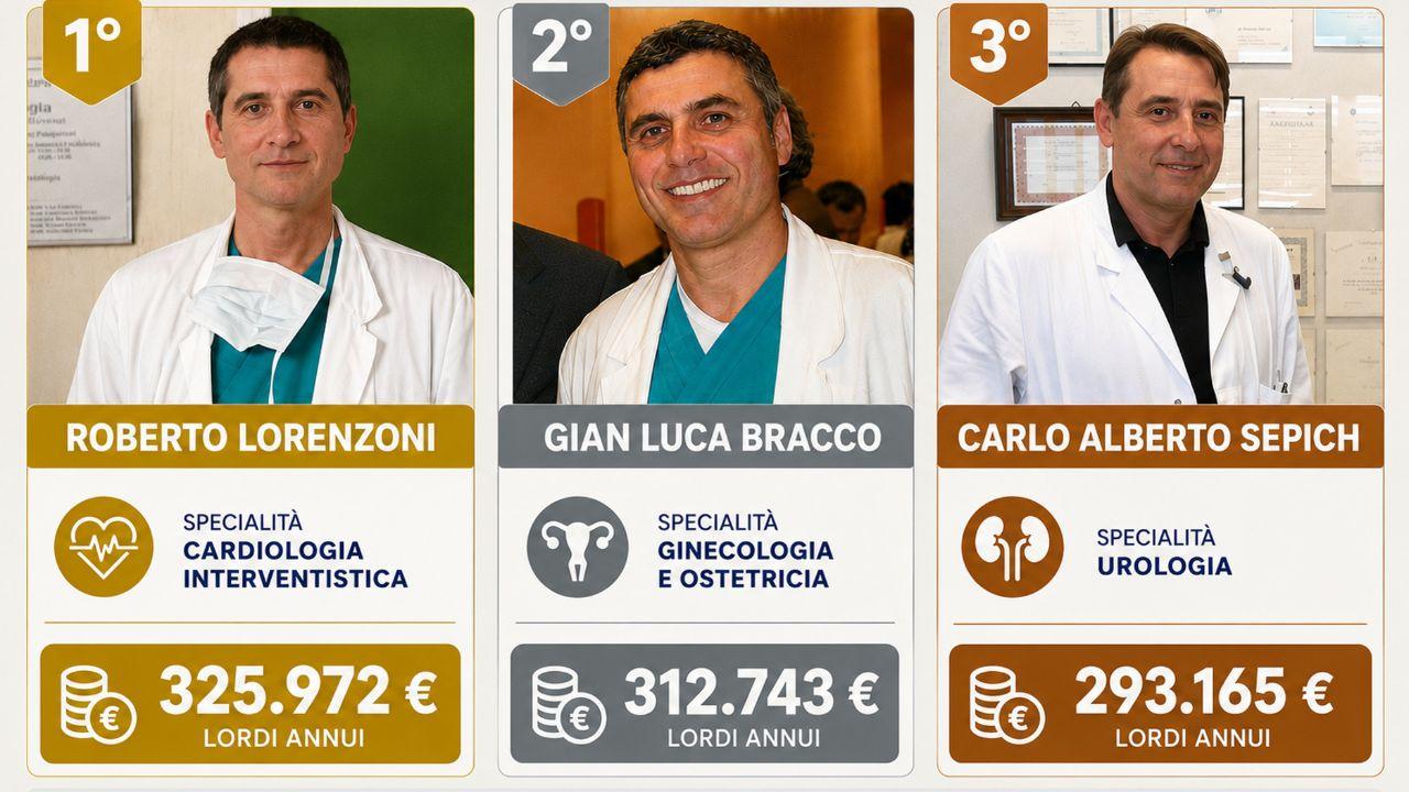 Lucca, gli stipendi dei medici: ecco chi guadagna di più – Nella top 10 nessuna donna: la classifica