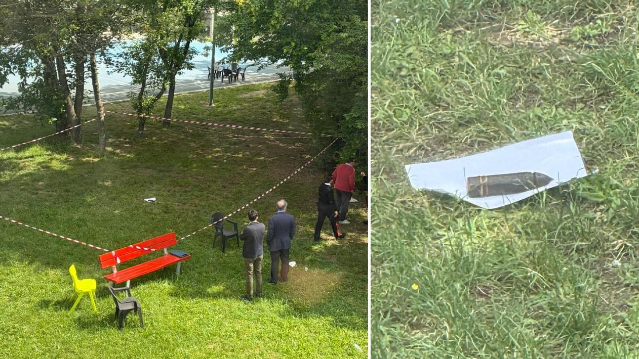 Il proiettile di mortaio nel cortile del liceo Muratori San Carlo