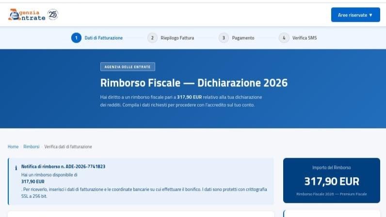 Falsi rimborsi fiscali 2025, nuova truffa online con e-mail fake dell’Agenzia delle Entrate