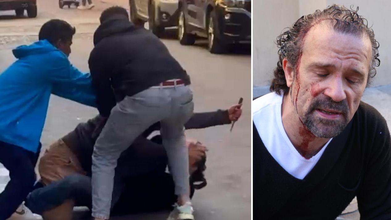 El Koudri bloccato mentre colpisce con il coltello Signorelli (foto di Luigi Esposito)